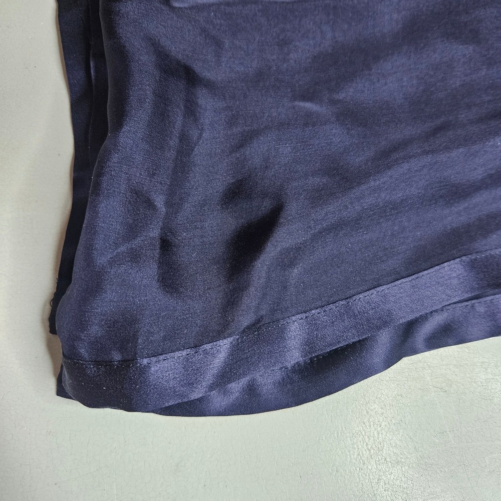 Cezanne Navy Blue 100% Silk Sheer Scarf Satin Trim Midnight Blue Elegant Luxury